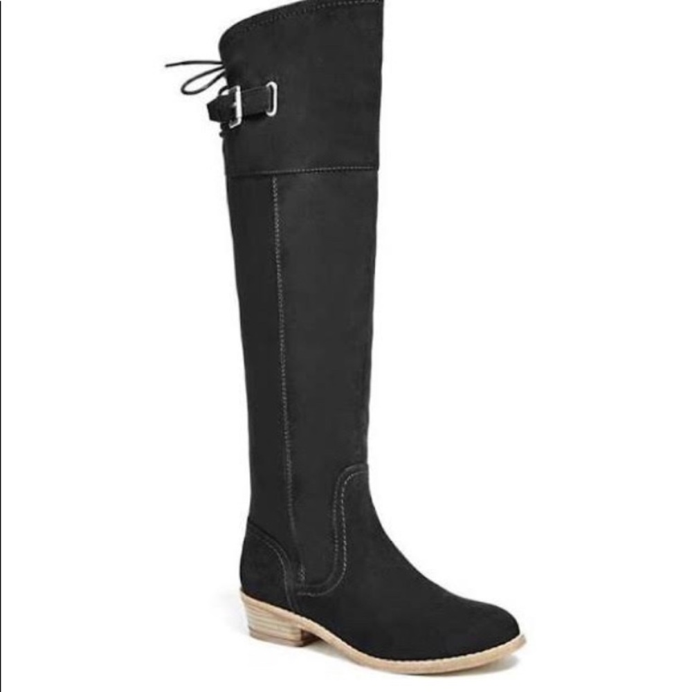 G by Guess Black over the Knee Boots Zip Tie Back Size 7.5